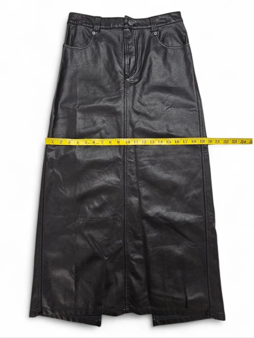 Free People City Slicker Faux Leather Maxi Skirt With Back Slit Sz 2